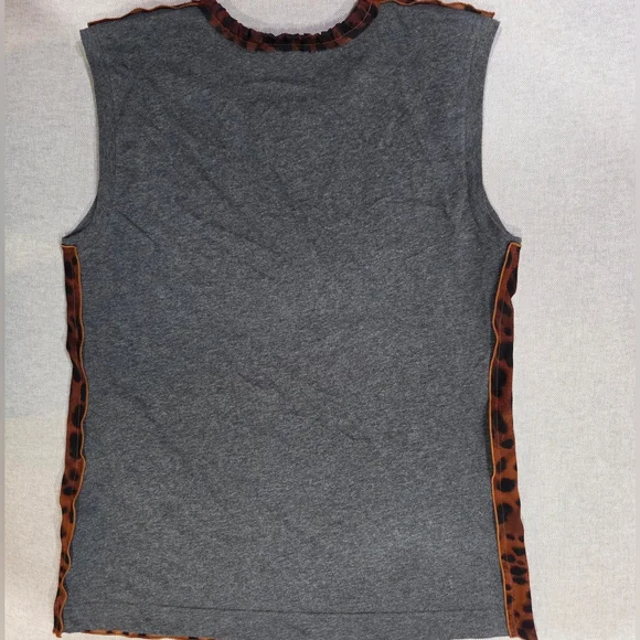 Dolce & Gabbana Leopard Print 1/2 & 1/2 Silk & Cotton Sleeveless Tank GUC 40/US6 - Picture 3 of 9